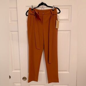 Halogen ankle pants with tie belt